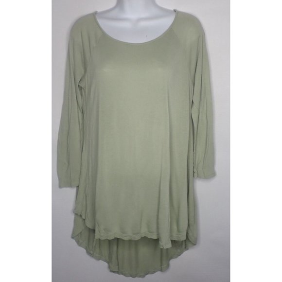 Zenana Outfitters S Langenlook 3/4 Sleeve Rayon Green ‎ Tunic Top Casual Boho - Picture 1 of 4